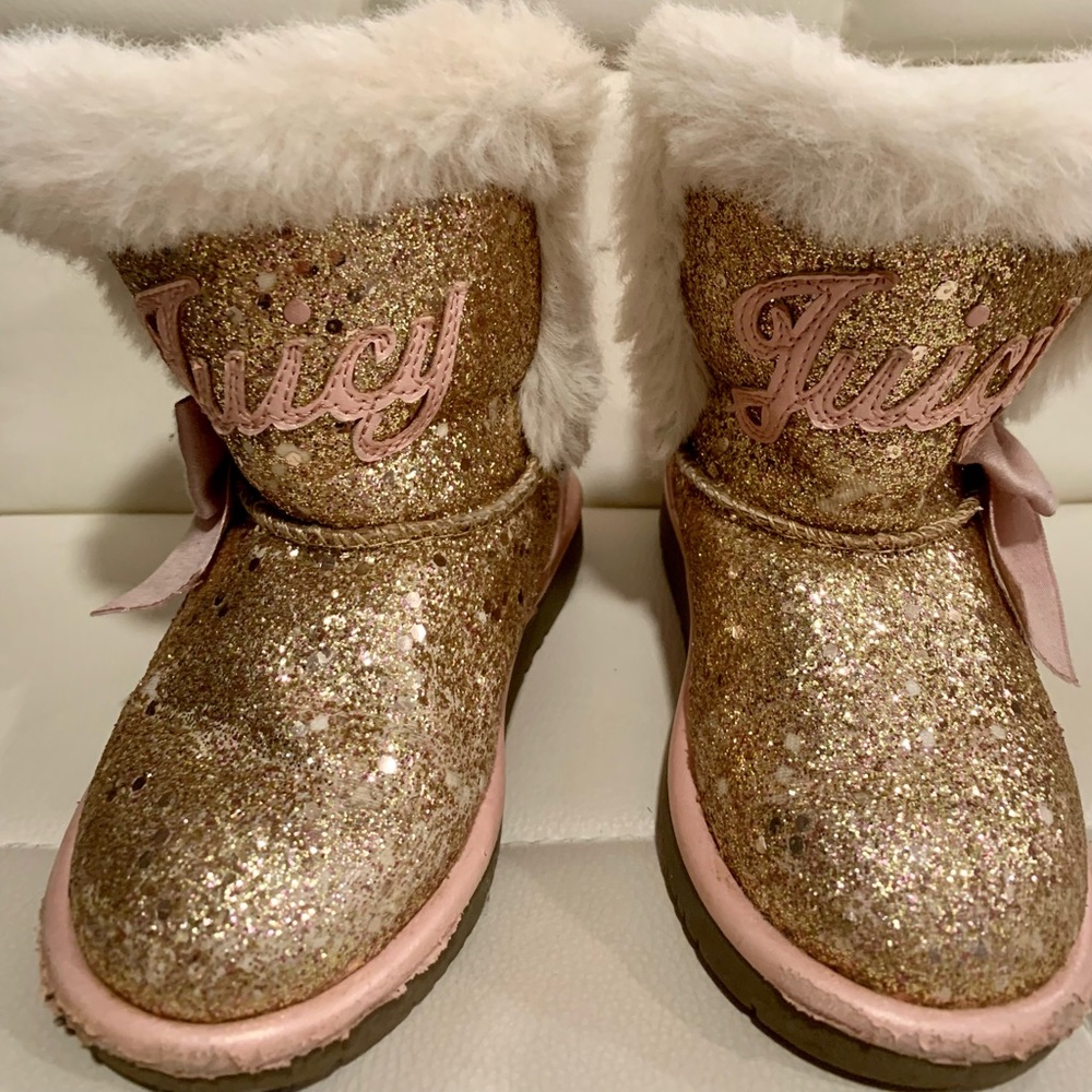 Juicy couture fur gold boots toddler size 7